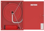 Internal hydrant DN25 with space for a fire extinguisher, surface-mounted, semi-rigid hose L=30m, patent lock, dimensions width/height/depth. 780x1010x180mm, red RAL3000